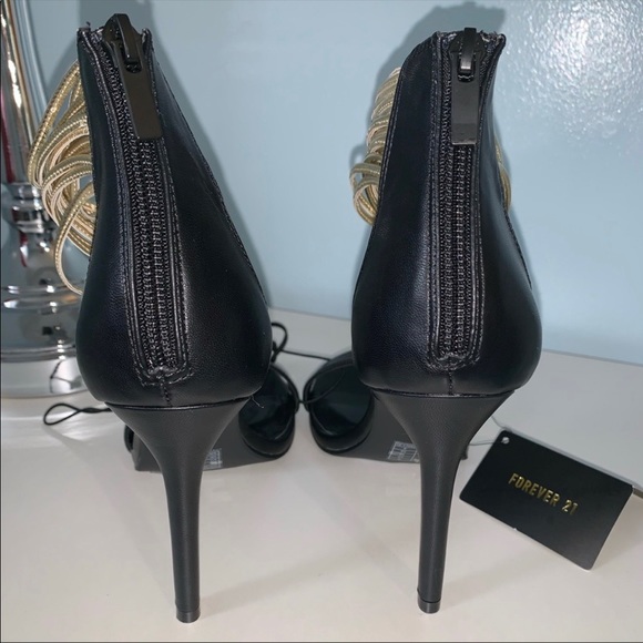NWT Forever 21 Gold Strap Heels - Picture 7 of 8